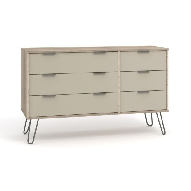 Casa Alden 3+3 Drawer Wide Chest of Drawers, Driftwood