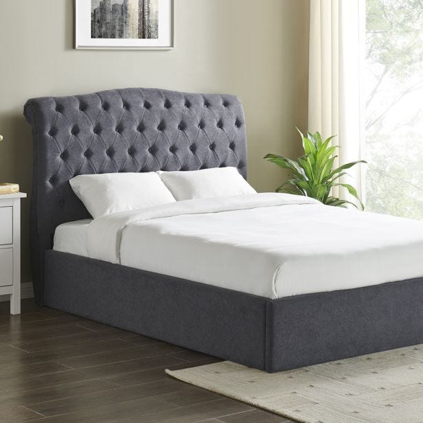 Casa Gerbera Storage Bed Frame, Single, Dark Grey