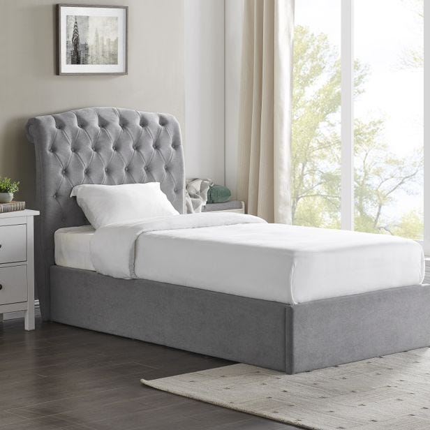 Casa Gerbera Storage Bed Frame, Single, Light Grey