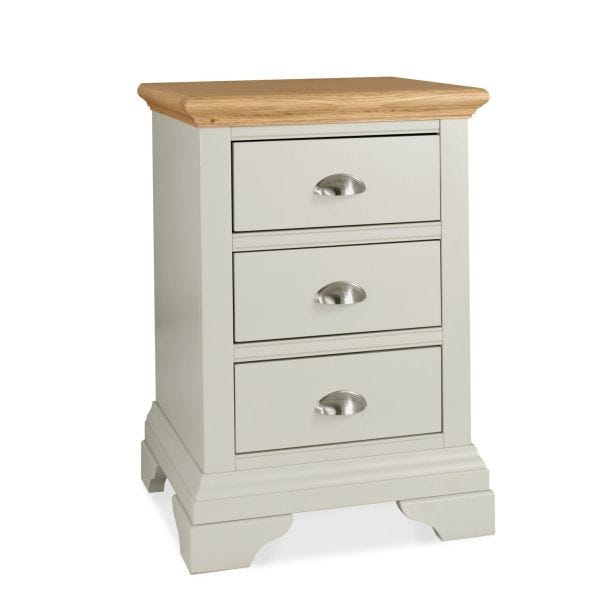 Casa Bampton 3 Drawer Bedside Cabinet, Soft Grey