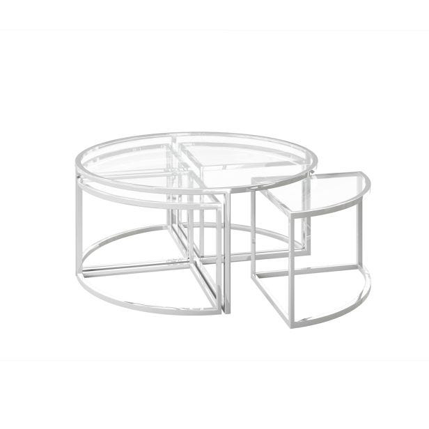 Casa Omari Glass Grande Nest of Coffee Tables