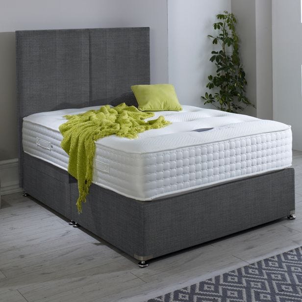 Casa Loren 2 Drawer Divan Bed Set with Casa Lima Strutted Headboard, Small Doubl