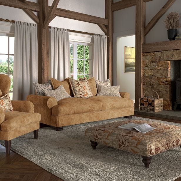 Casa Tetbury 3 Seater Fabric Sofa, Caramel
