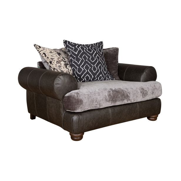 Casa Tetbury Pillow Back Leather Snuggler Armchair, Grey