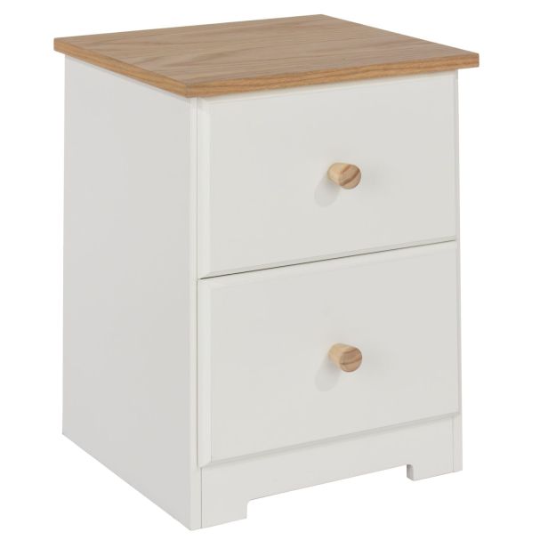 Casa Chandler 2 Drawer Petite Bedside Cabinet, White