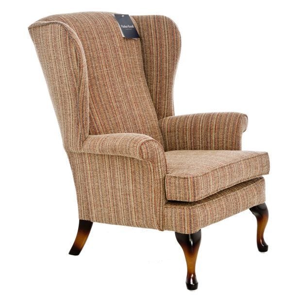 Parker Knoll Penshurst Wingback Fabric Armchair, Montauk Narrow Stripe Gold