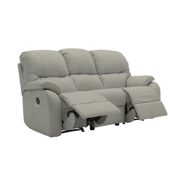 G Plan Mistral Small 3 Seater Double Power Recliner Leather Sofa, Husk Alabaster