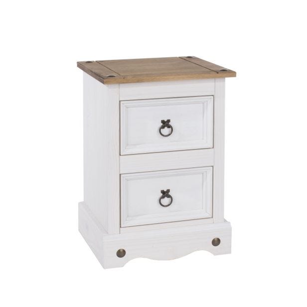 Casa Connor 2 Drawer Petite Bedside Cabinet, White