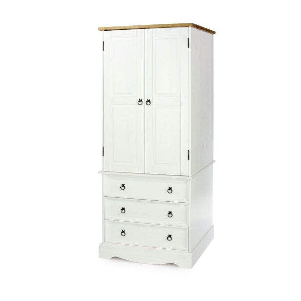 Casa Connor 2 Door 3 Drawer Wardrobe, White