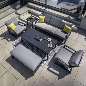 Hartman Luna Aluminium Garden Sofa Set, 5 Seater, Grey