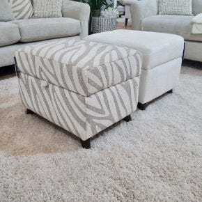 Casa May Fabric Storage Footstool, Zena Swirl Cream