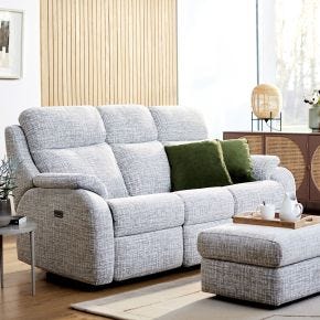 G Plan Kingsbury 2 Seater Power Fabric Recliner Sofa, Aerial Vista