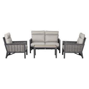 Bramblecrest Portofino Aluminium Garden Sofa Set with Table, 4 Seater, Grey