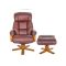 Casa Bruges Manual Recliner Faux Leather Swivel Chair & Footstool, Chestnut
