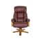 Casa Bruges Manual Recliner Faux Leather Swivel Chair & Footstool, Chestnut