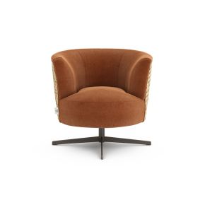 Orla Kiely Lily Velvet Swivel Armchair, Glyde Tomato