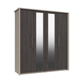 Casa Lyon 4 Door Mirrored Wardrobe, Anthracite