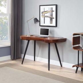 Jual San Francisco Curve Office Desk With Drawers, Walnut