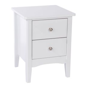 Casa Carla Petite 2 Drawer Bedside Cabinet, White