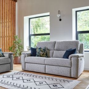 G Plan Harper 2 Seater Fabric Manual Recliner Sofa, Lattice Birch