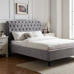 Casa Gerbera Bed Frame, Double, Light Grey