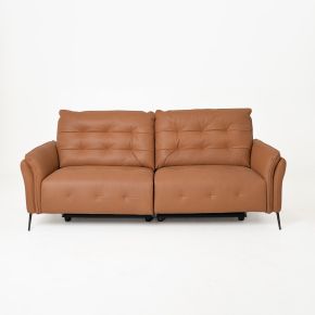 Italia Living Bolzano Large Double Leather Recliner Sofa, Tan