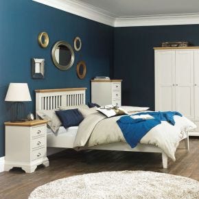 Casa Bampton Bed Frame, Double, Soft Grey/Oak