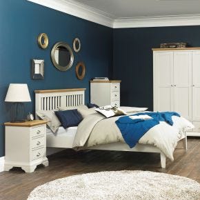 Casa Bampton Bed Frame, King, Soft Grey/Oak