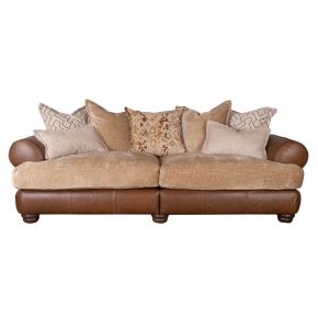 Casa Tetbury 4 Seater Pillow Back Leather Sofa, Caramel