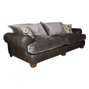 Casa Tetbury 4 Seater Leather Sofa, Grey
