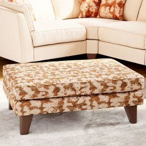 Casa Viscount Cushioned Fabric Footstool, Aelia Brick