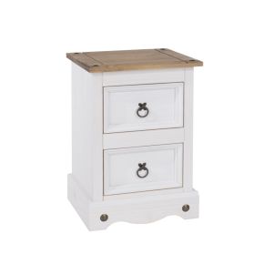 Casa Connor 2 Drawer Petite Bedside Cabinet, White