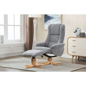 Casa Sinatra Swivel Manual Recliner Chair & Footstool , Lake Blue