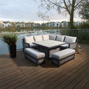 Bramblecrest Portofino Garden Modular Sofa & Firepit Table Set