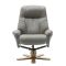 Casa Trento Manual Recliner Faux Leather Swivel Chair & Footstool, Grey