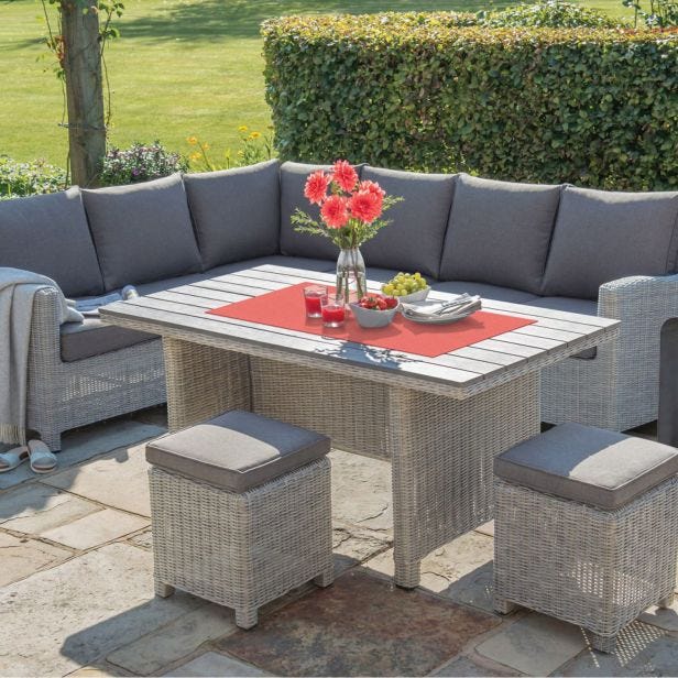 Kettler Palma Square Right Hand Corner Garden Set, White Wash